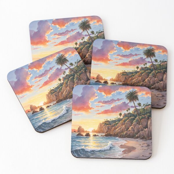 Item preview, Sunset Serenity: Watercolor Lovers Beach, Cabo designed and sold by LSVart.