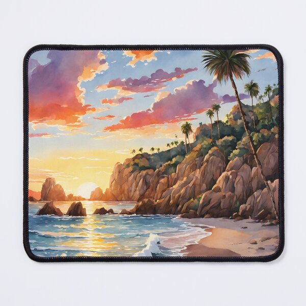 Item preview, Sunset Serenity: Watercolor Lovers Beach, Cabo designed and sold by LSVart.
