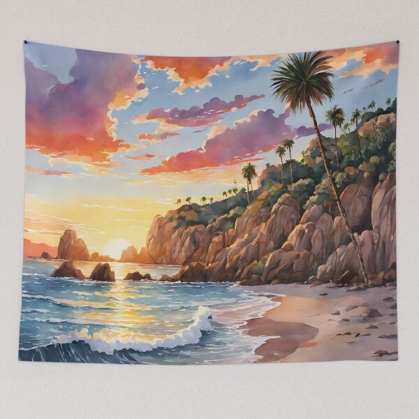 Item preview, Sunset Serenity: Watercolor Lovers Beach, Cabo designed and sold by LSVart.