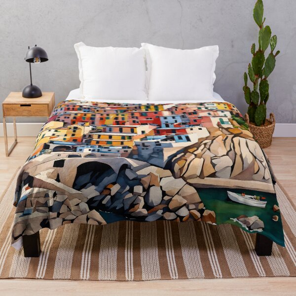 Item preview, Manarola's Colorful Charm: Watercolor Coastal Village designed and sold by LSVart.
