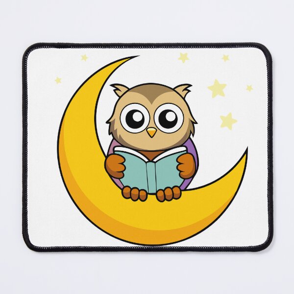 Item preview, Fluffy Owl Reading on a Crescent Moon designed and sold by omerfdln34.