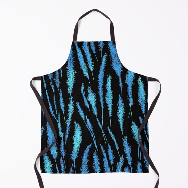 Item preview, Cyan Wild Grasses on Black Background designed and sold by Beachy.