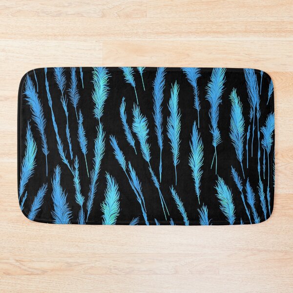 Item preview, Cyan Wild Grasses on Black Background designed and sold by Beachy.