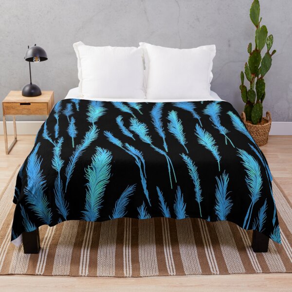 Item preview, Cyan Wild Grasses on Black Background designed and sold by Beachy.