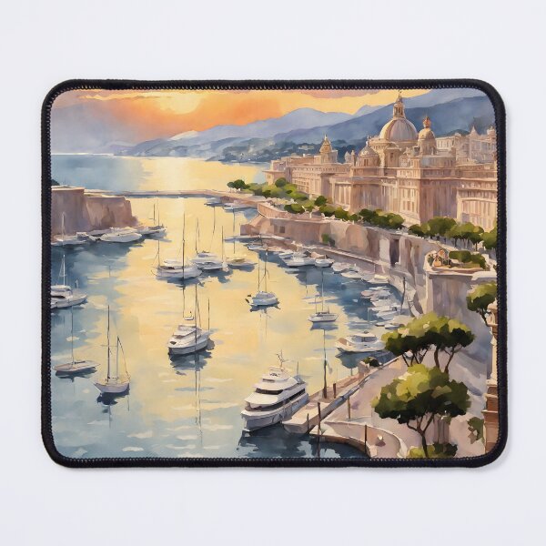 Item preview, Sunset at Monte Carlo Marina: Watercolor Beauty designed and sold by LSVart.