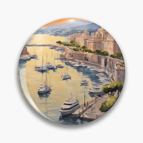 Item preview, Sunset at Monte Carlo Marina: Watercolor Beauty designed and sold by LSVart.