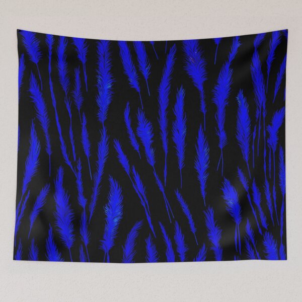 Item preview, Vivid Dark Blue Wild Grasses on Black Background designed and sold by Beachy.