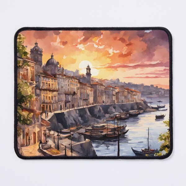 Item preview, Porto's Sunset Splendor: Watercolor Cityscape Beauty designed and sold by LSVart.