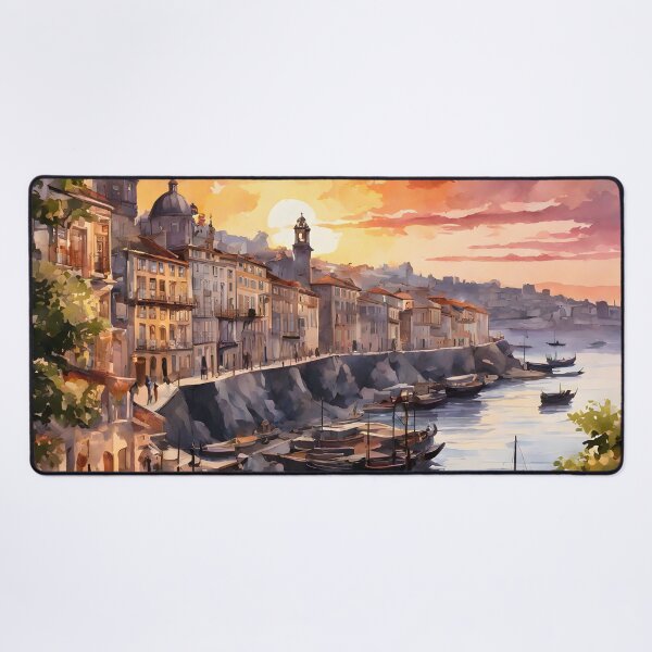Item preview, Porto's Sunset Splendor: Watercolor Cityscape Beauty designed and sold by LSVart.