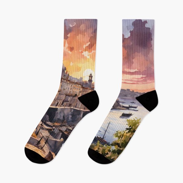 Item preview, Porto's Sunset Splendor: Watercolor Cityscape Beauty designed and sold by LSVart.