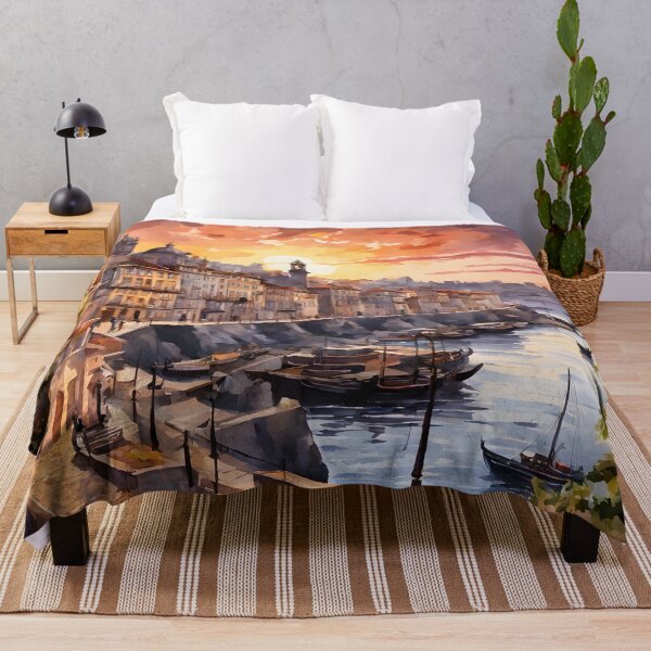 Item preview, Porto's Sunset Splendor: Watercolor Cityscape Beauty designed and sold by LSVart.