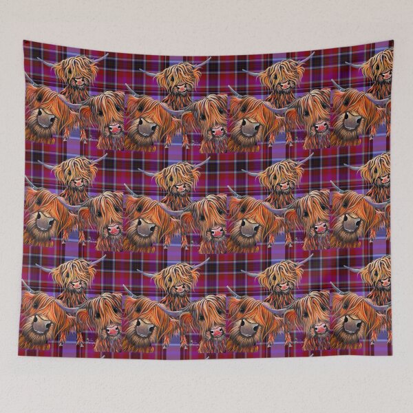 Item preview, HiGHLaND CoW PRiNT ' THe BaKeD BeaNS oN TaRTaN ' BY SHiRLeY MacARTHuR designed and sold by Shirley MacArthur Art.