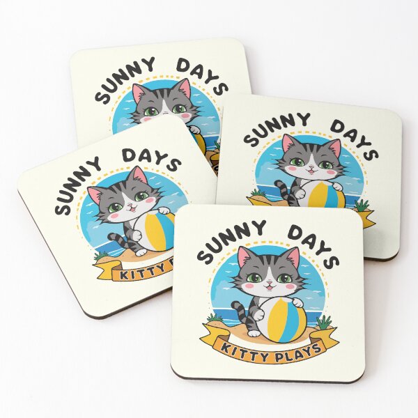 Item preview, Cartoon Kitty on the Beach. Sunny Days Kitty Plays. designed and sold by twisted-dot.