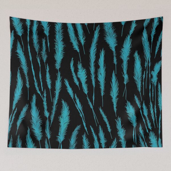 Item preview, Teal Wild Grasses on Black Background designed and sold by Beachy.