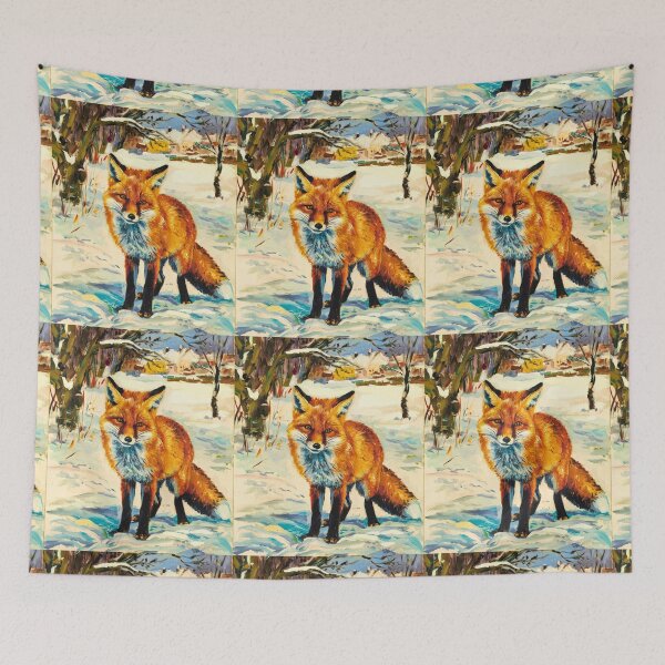 Item preview, Fox Portrait. Winter season, snowy fox, vintage fox, fox character, fox painting, Edgar Degas style designed and sold by FoxVibes.