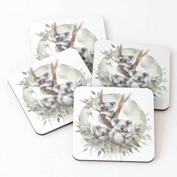 Item preview, Family of koalas lounging in eucalyptus trees designed and sold by RubisLeaf.