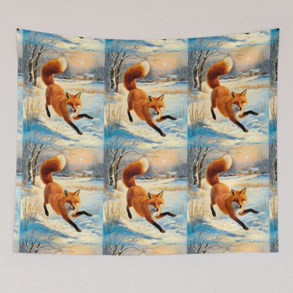 Item preview, Fox Portrait. Winter season, snowy fox, vintage fox, fox character, fox painting, Edgar Degas style designed and sold by FoxVibes.