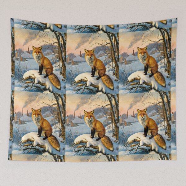 Item preview, Fox Portrait. Winter season, snowy fox, vintage fox, fox character, fox painting, Edgar Degas style designed and sold by FoxVibes.