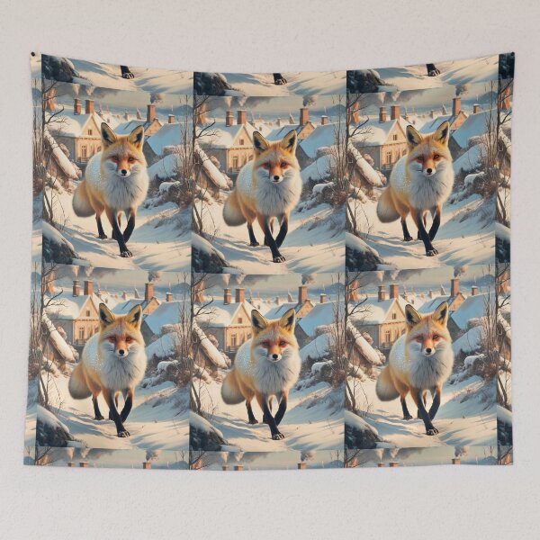 Item preview, Fox Portrait. Winter season, snowy fox, vintage fox, fox character, fox painting, Edgar Degas style designed and sold by FoxVibes.