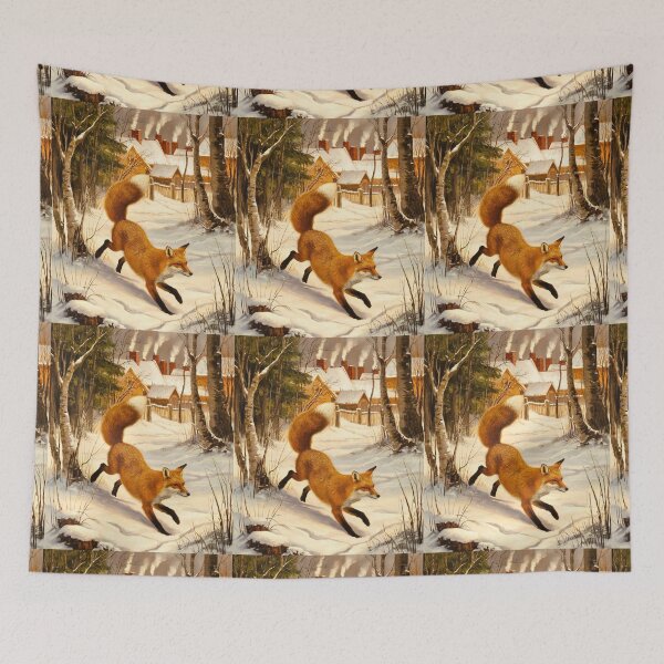 Item preview, Fox Portrait. Winter season, snowy fox, vintage fox, fox character, fox painting, Edgar Degas style designed and sold by FoxVibes.