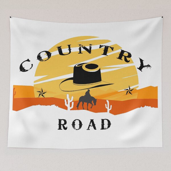 Item preview, Country road, cowboy and hat designed and sold by Wylkerd.