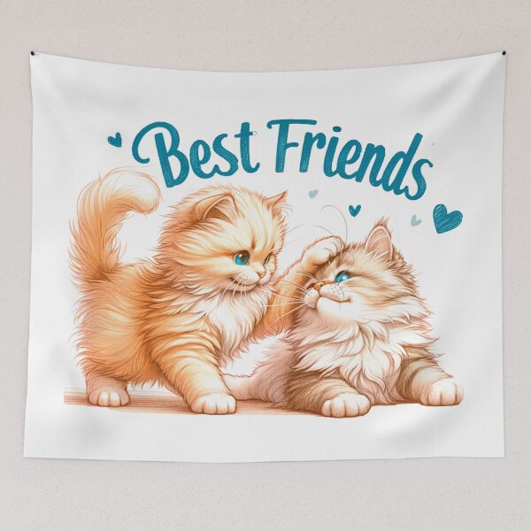 Item preview, Best friends. Cute fluffy cats play, vintage designed and sold by CameliaWave.