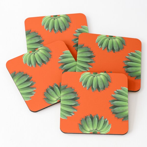 Item preview, Green bananas on orange background designed and sold by Plagesseart.