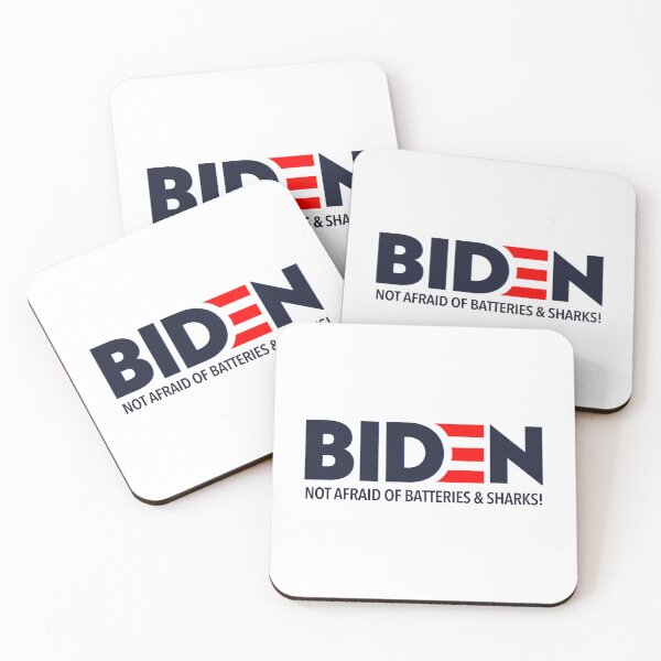 Item preview, BIDEN - Not afraid of batteries and sharks! (Navy blue text) designed and sold by Thelittlelord.