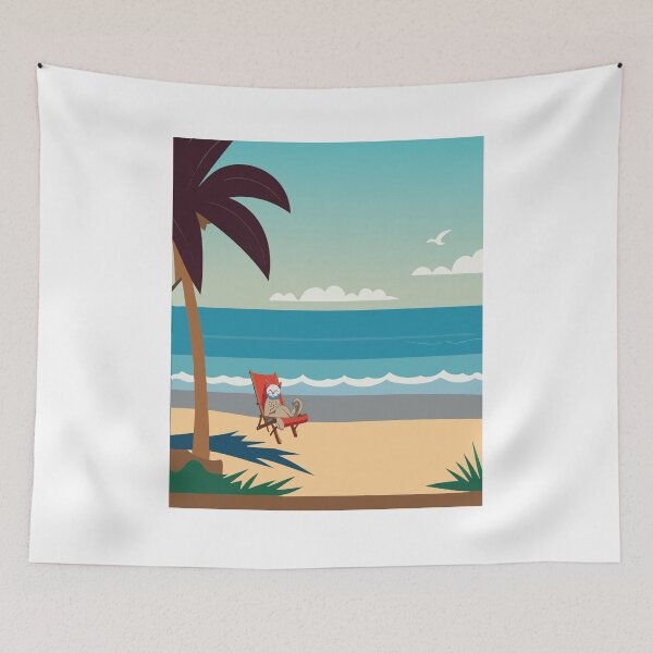 Item preview, Cat relaxing on the beach designed and sold by 79Graphics.