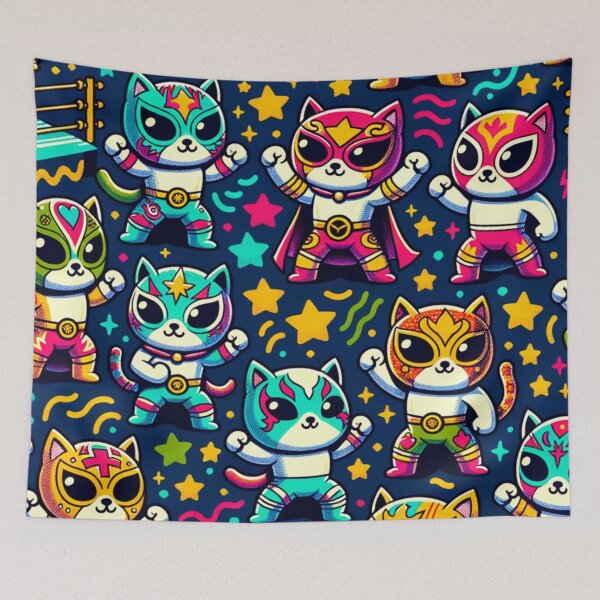Artikelvorschau, Luchador-Katze entworfen und verkauft von Belarte.shop.