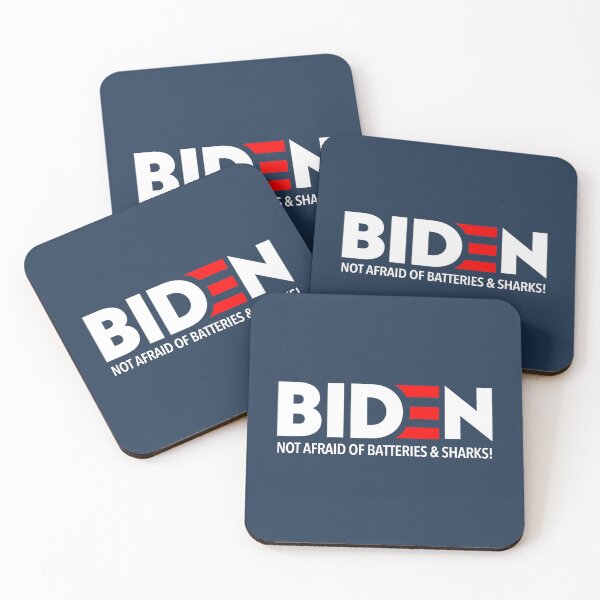 Item preview, BIDEN - Not afraid of batteries and sharks! (WHITE on navy) designed and sold by Thelittlelord.