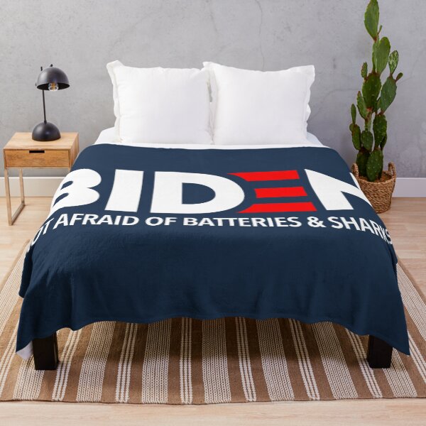 Item preview, BIDEN - Not afraid of batteries and sharks! (WHITE on navy) designed and sold by Thelittlelord.