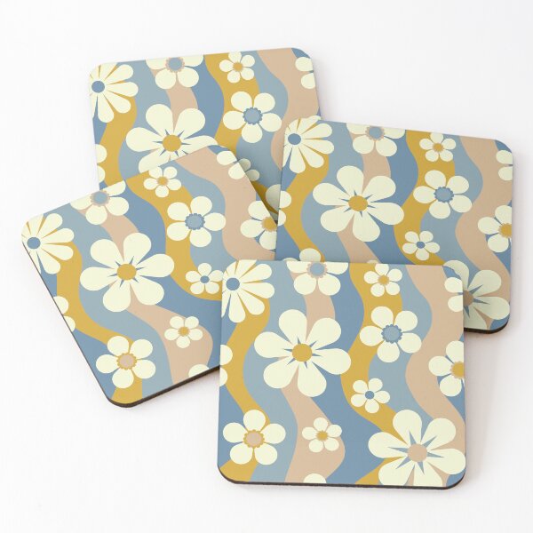 Item preview, Retro Florals - Blue and Yellow designed and sold by Graphic Daisy.
