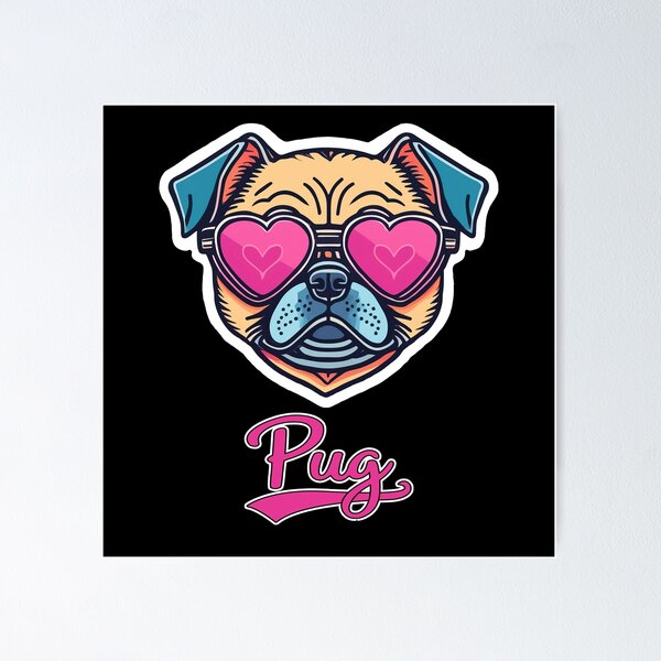 Item preview, Pug in Heart Shaped Sunglasses designed and sold by KellysComColors.