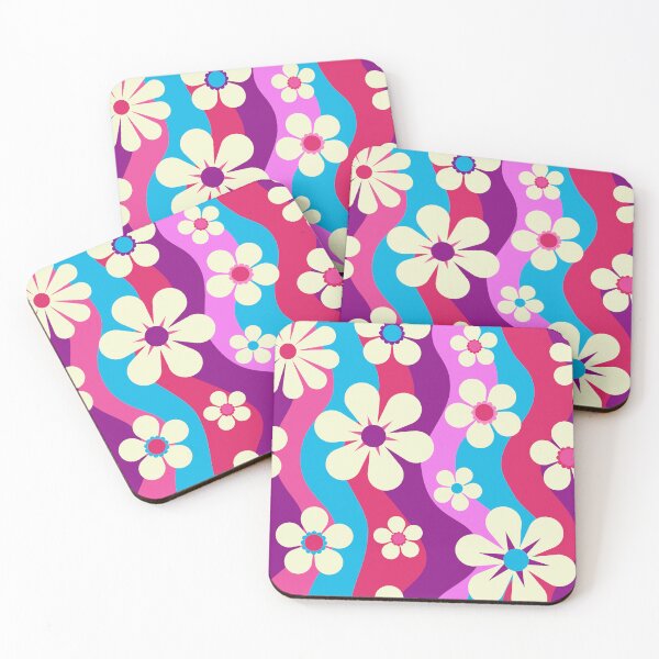 Item preview, Retro Florals - Pink and Purple designed and sold by Graphic Daisy.