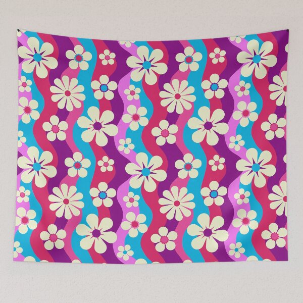 Item preview, Retro Florals - Pink and Purple designed and sold by Graphic Daisy.