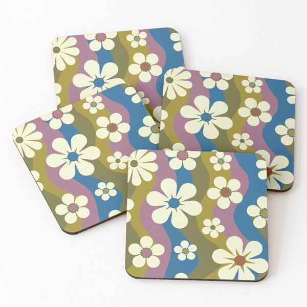 Item preview, Retro Florals - Blue and Green designed and sold by Graphic Daisy.