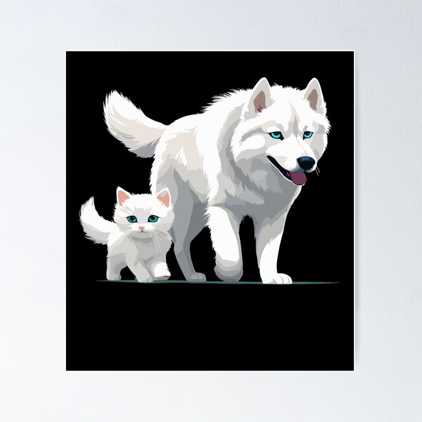 Item preview, White Siberian dog and cat designed and sold by InwzaDesign.