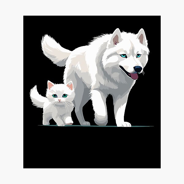 Item preview, White Siberian dog and cat designed and sold by InwzaDesign.