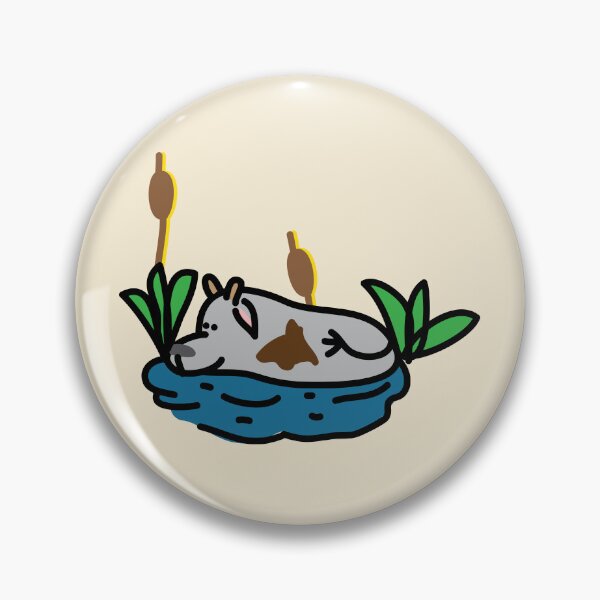 Item preview, Cute muddy buffalo in a mud pool designed and sold by fluffyfamcraft.