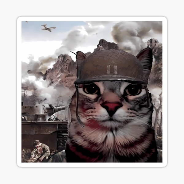 Item preview, War Cat - Thousand Yard Stare Meme designed and sold by ArtByDall.