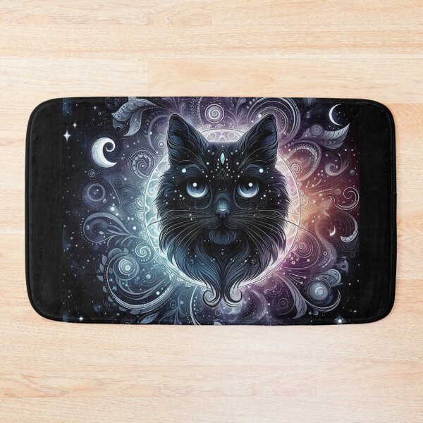 Item preview,  Mystical Black Cat illustration  Stars Journal, Red Floral Notebook, Celestial Cat Artwork, designed and sold by Design Den.