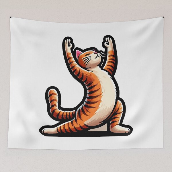 Item preview, a yellow cat does yoga designed and sold by bernhagen.