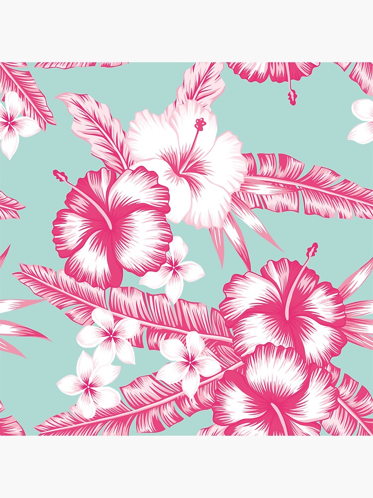 Tropical Pink And Blue Hawaiian Hibiscus Flowers Sticker For Sale By Newburyboutique Redbubble 8384