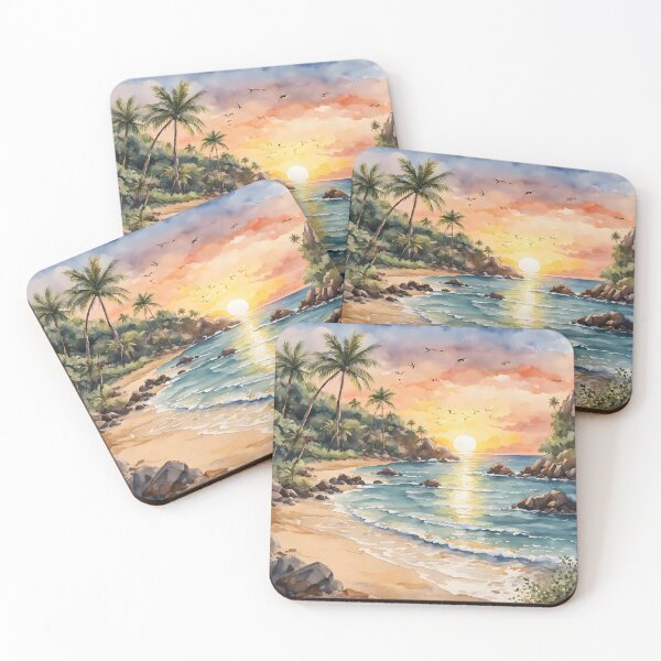 Item preview, Brazil's Dolphin Bay: Watercolor Sunset Serenity designed and sold by LSVart.