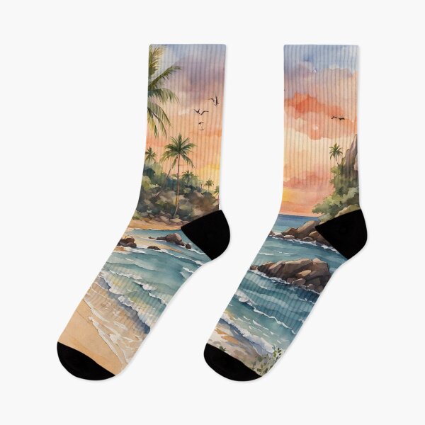 Item preview, Brazil's Dolphin Bay: Watercolor Sunset Serenity designed and sold by LSVart.