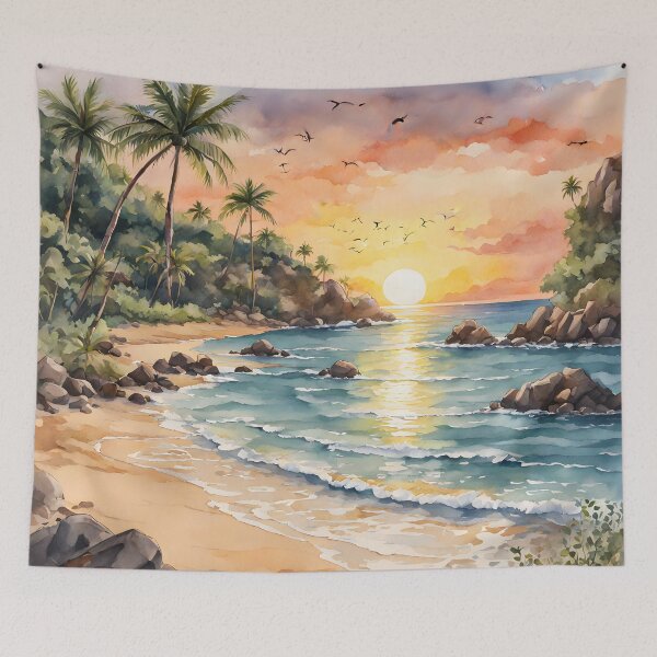 Item preview, Brazil's Dolphin Bay: Watercolor Sunset Serenity designed and sold by LSVart.