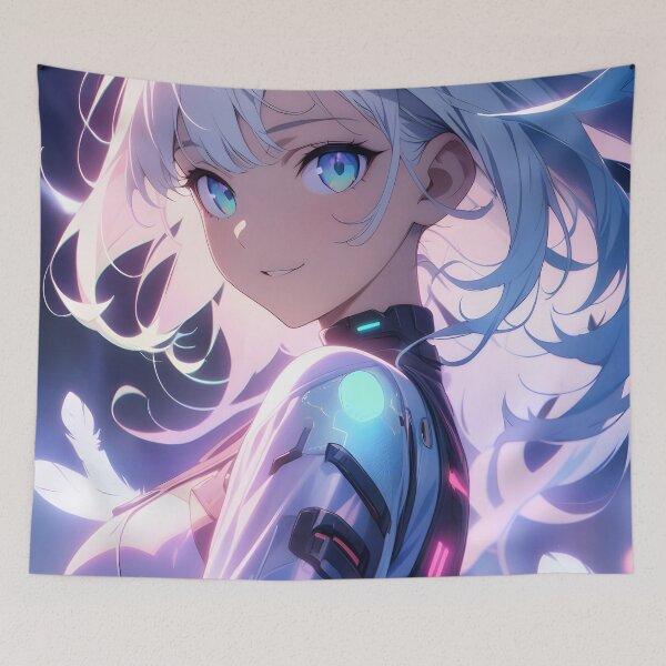 Item preview, Futuristic Anime Girl with White Hair designed and sold by ByteyCreatives.