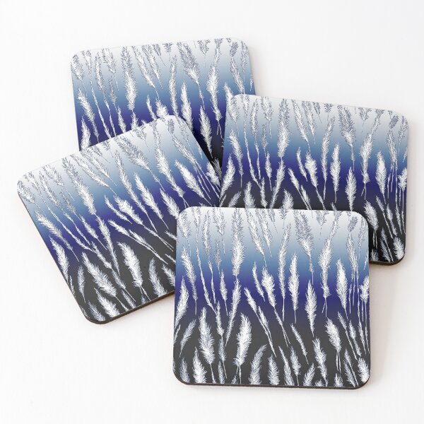 Item preview, White Wild Grasses on Dark Blue Hues Gradient Background designed and sold by Beachy.