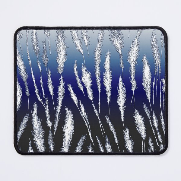 Item preview, White Wild Grasses on Dark Blue Hues Gradient Background designed and sold by Beachy.